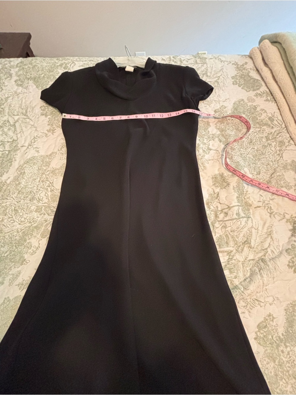 S.L. Fashions sz 10 vintage 90’s Black Cowl Neck Midi Dress minimalist classic - Picture 6 of 12